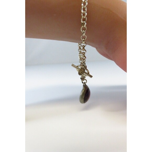 8" Sterling Silver SG Toggle Link Bracelet Rolo Link Charm Bracelet - Picture 12 of 13